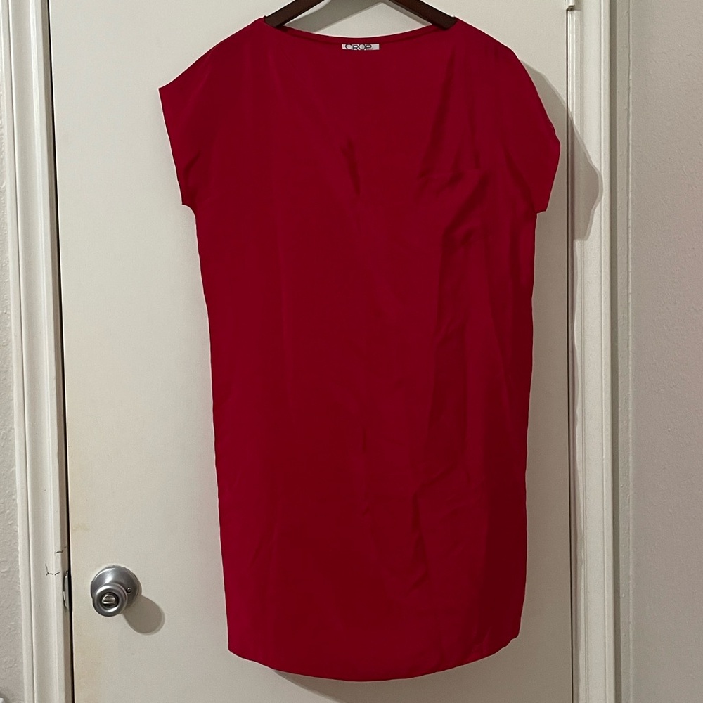 Crop By David Peck Chic Red Women's Silk Dress Size M